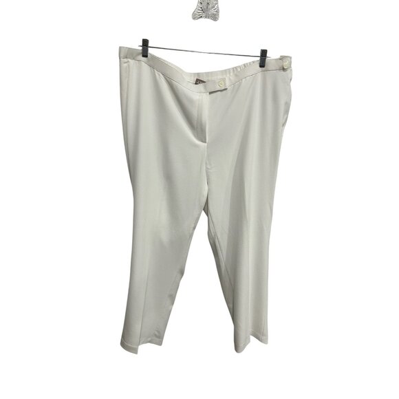 TanJay Straight Leg Ankle Pants Solid White Sz 24W Elastic Waist Minimalist NWT - Picture 1 of 9